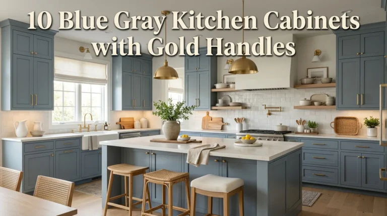10 Blue Gray Kitchen Cabinets with Gold Handles