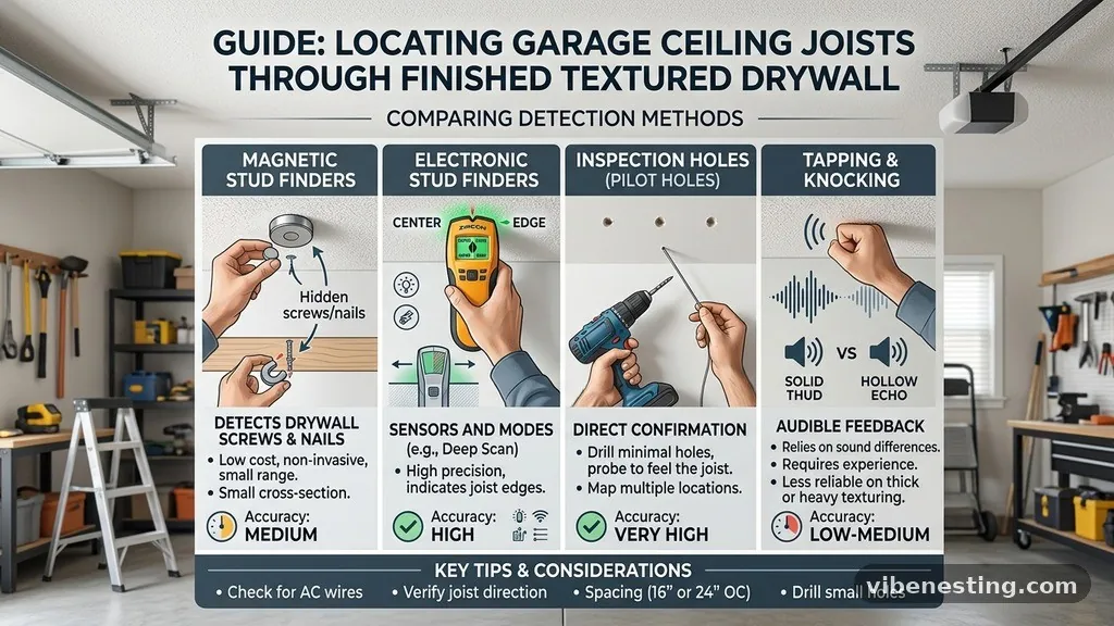 Comparing Detection Methods - How to Locate Garage Ceiling Joists Through Finished Textured Drywall
