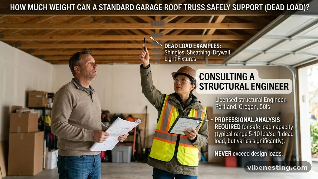 Consulting with a Structural Engineer - How Much Weight Can a Standard Garage Roof Truss Safely Support (Dead Load)?