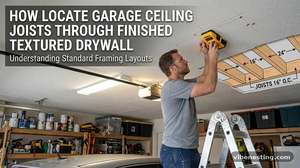 Understanding Standard Framing Layouts - How to Locate Garage Ceiling Joists Through Finished Textured Drywall